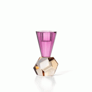 Bazar Bizar Bougeoir en verre recyclé 6x6x10.5 cm ambre violet - Lot de 6 - multicolore verre CNSJ001AmPu-MTR6