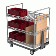 Chariot tracté avec tubes pour rangement mixte vertical et horizontal