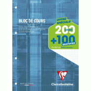Clairefontaine Bloc feuillets Metric A4, 100+50 feuilles perforées encollées 90 g/m², quadrillé 5x5 - 3329680658163