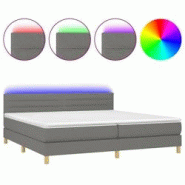 Décoshop26 - Cadre de lit LED avec sommier, tête de lit réglable et matelas 200x200 cm en tissu gris foncé TDL0208315 Décoshop26 - Cadre de lit LED avec sommier, tête de lit réglable et matelas 200x200 cm en tissu gris foncé TDL0208315