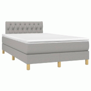 Décoshop26 - Cadre de lit LED avec sommier tête de lit matelas surmatelas 120x200 cm tissu gris clair TDL0207883 - gris 3001241888003