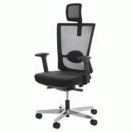 Décoshop26 - Fauteuil de bureau ergonomique pivotant inclinable avec appui-tête rembourrage/maille noir 04_0001890 - noir 3000154532690