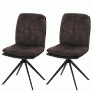 Décoshop26 - Lot de 2 chaises de salle à manger pivote à 180° cadre trépied en métal assise en tissu gris foncé 04_0007405 - gris 3000262107711 Décoshop26 - Lot de 2 chaises de salle à manger pivote à 180° cadre trépied en métal assise en tissu gris foncé 04_0007405 - gris 3000262107711