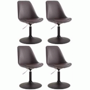 Décoshop26 - Lot de 4 chaises de salle à manger pivotante hauteur réglable en PVC marron et pied trompette métal noir 10_0001802 - marron 30002506 Décoshop26 - Lot de 4 chaises de salle à manger pivotante hauteur réglable en PVC marron et pied trompette métal noir 10_0001802 - marron 30002506