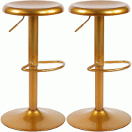 Décoshop26 - Set de 2 tabourets de bar hauteur réglable avec repose-pieds design moderne en métal doré 10_0005863 - métal 3000265264046