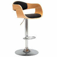 Décoshop26 - Tabouret de bar x1 chaise haute en bois courbé PVC noir et métal DEC029512 - noir métal 3000257413506