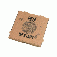 FHC evolupack FHC - 100Pcs - Boîte à pizza carton brun décor "Hot and Tasty" 310x310mm H40mm - marron en carton FHC210BPZ31A