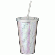 Gobelet à paillettes en acrylique 470 ml - Festus 10059600 - double paroi avec paille Gobelet à paillettes en acrylique 470 ml - Festus 10059600 - double paroi avec paille