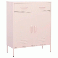 Helloshop26 - Armoire de rangement en acier 80 x 35 x 101,5 cm avec 2 tiroirs et étagère réglable style contemporain rose 02_0046848 - rose acier 3