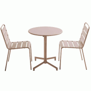 Oviala Business Ensemble table de jardin et 2 chaises en métal taupe - gris acier 114697