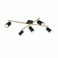 Plafonnier LED, 5xGU10, max. 35W, Noir et Or - Trio - Marley - noir 4017807523980
