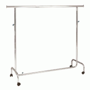 Portant droit réglable L135cm avec tirettes - Chromé - Hauteur 110 à 197cm - Capacité 60kg