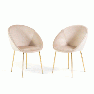 RATTATAN Lot de 2 chaises d’intérieur en tissu doux avec pieds en métal, style moderne, confortable, pour cuisine, salle à manger, bureaux – IR