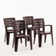 RATTATAN Set de 4 chaises monobloc en polypropylène avec fibre de verre, effet bois, empilables pour extérieur et jardin, bar et restaurant - Anita RATTATAN Set de 4 chaises monobloc en polypropylène avec fibre de verre, effet bois, empilables pour extérieur et jardin, bar et restaurant - Anita