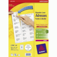 AVERY 5250 étiquettes Laser blanches, format 63,5 x 38,1 mm (250 feuilles A4 / cdt) - 3266550260302