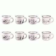 Coffret 8 tasses Friends 11 cl -  Noir Rond Porcelaine Table Passion 9.00x6.00 cm - noir porcelaine 3106232312908
