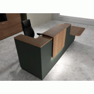 Comptoir d'accueil bi-colore avec PMR Delta et réhausse - Droite, Noir, Non, 262, Acacia foncé_0