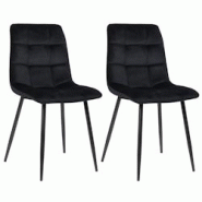 Décoshop26 - Lot de 2 chaises de salle à manger en velours noir pieds métal noir mat style moderne CDS10099 - noir 3000493069604 Décoshop26 - Lot de 2 chaises de salle à manger en velours noir pieds métal noir mat style moderne CDS10099 - noir 3000493069604