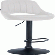 Décoshop26 - Tabouret de bar chaise haute x1 réglables en PVC blanc dossier ajouré et pied métal noir 10_0006101 - blanc métal 3000265390172
