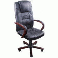 FAUTEUIL CHAISE DE BUREAU NOIR BOIS ERGONOMIQUE CLASSIQUE LUXE 0502010