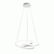 Gea Luce Diva - Suspension LED dimmable 80W - en aluminium blanc satiné, lumière chaude 3000K, anneaux entrelacés d.85cm - blanc DIVA S/S - BIANCO