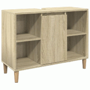 Helloshop26 - Armoire de salle de bain bois d'ingénierie rangement pratique 80 x 33 x 60 cm en bois d'ingénierie chêne sonoma 02_0051055 - Bois mas