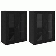 Helloshop26 - Lot de 2 armoires murales modernes rangement 69,5 x 34 x 90 cm en bois d'ingénierie chêne noir 02_0056054 - noir verre 3000239332498