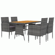 Helloshop26 - Mobilier à dîner d'extérieur 5 pièces résine tressée gris 02_0014665 - gris Bois massif 3000137311533