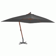 Helloshop26 - Parasol meuble de jardin en porte-à-faux avec mât en bois 400 x 300 cm anthracite 02_0008622 - 3000459882728