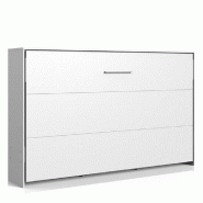 LIT ESCAMOTABLE HORIZONTAL VANIER BLANC MAT COUCHAGE 120 X 200 CM