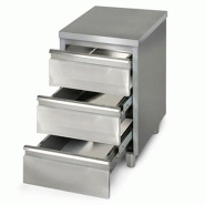 Meuble inox central 3 tiroirs profondeur 700 x 500 mm