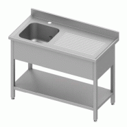 Plonge inox adossée avec 1 bac à gauche avec étagère 1800x700x900 s... - P934477180S