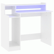 VidaXL Bureau avec lumières LED Blanc 97x45x90 cm Bois d'ingénierie Modèle Lofty Pro - blanc 805552