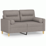 VidaXL Canapé 2 places avec oreillers décoratifs taupe 120 cm tissu Modèle Grivana - 3200820