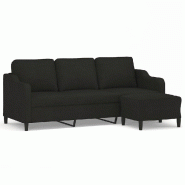 VidaXL Canapé à 3 places avec repose-pieds Noir 180 cm Tissu Modèle Orion Line Plus - 3201139