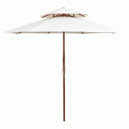 VidaXL Parasol à deux étages avec poteau en bois blanc crème Modèle Helios Sud - 42964