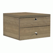 Caisson de 2 tiroirs L46xP35xH47cm - chêne authentique - Fermeture par serrure - Flexia