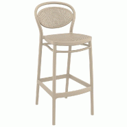 Chaise haute empilable d'extérieur en polypropylène Venise coloris Taupe (4)