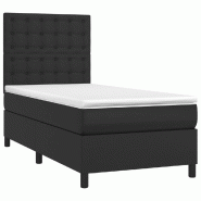 Décoshop26 - Cadre de lit LED avec sommier tête de lit matelas 100x200cm synthétique noir TDL0209311 - noir 3001713547766