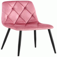 Décoshop26 - Chaise de salle à manger x1 design moderne surpiqûres en losange velours rose et cadre métal noir 10_0007380 - noir métal 3000266081758
