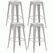 Décoshop26 - Lot de 4 tabourets de bar style industriel avec repose-pieds en métal argenté TDB10289 - argenté 3000664269604 Décoshop26 - Lot de 4 tabourets de bar style industriel avec repose-pieds en métal argenté TDB10289 - argenté 3000664269604