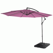 Décoshop26 - Parasol déporté protection solaire Ø 3m inclinable polyester/acier 11kg rouge lavande avec support 04_0000946 - rouge acier 3000103432699