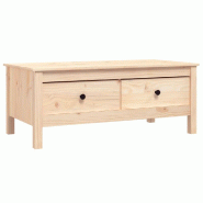 Décoshop26 - Table basse de salon avec deux tiroirs design rustique 100 x 50 x 40 cm bois massif de pin non traité DEC036934 - Bois massif 300026300