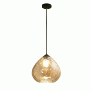 Fabas Luce Suspension Gisella En Verre Soufflé Ambré Avec Structure Métallique - Éclairage Intérieur Élégant Ø260 Mm Douille E27 - orange 8019