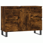 Helloshop26 - Armoire de salle de bain contemporaine avec rangement 80 x 33 x 60 cm en bois d'ingénierie chêne fumé 02_0049084 - Bois massif 300023