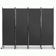 Helloshop26 - Paravent à roulettes 4 panneaux pliable 225 x 30 x 173 cm protection privée moderne en métal gris 20_0013054 - gris métal 3000227560810