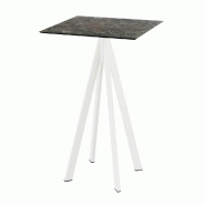 Infinity mange-debout avec piètement blanc + plateau HPL Galaxy Marble 70x70 cm