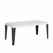 Itamoby Table Extensible 90X180/440 Cm Frêne Blanc Flamme Structure Anthracite - blanc VE180TAFLM440-BF-AN