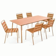 Oviala Business Ensemble table de jardin et 6 chaises en métal Caramel - marron acier 114594 Oviala Business Ensemble table de jardin et 6 chaises en métal Caramel - marron acier 114594