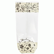 Sachet confiseur imprimé volute noir 10 x 22 cm avec fond carton  - par 100